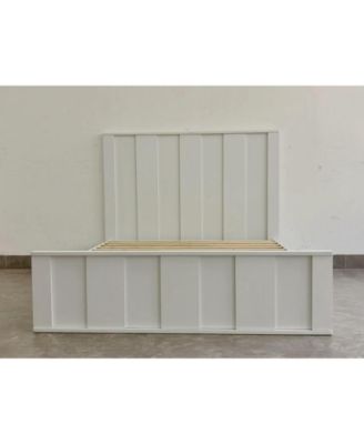 Wood Panel Platform Bed Frame with Slat Support System, Minimalist Panel Headboard Bed Frame No Box Spring Required for Bedroom