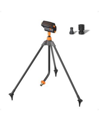 16-Nozzle Tripod Oscillating Sprinkler with Adjustable 26-38-Inch Height, Width, Range and Flow, Grey