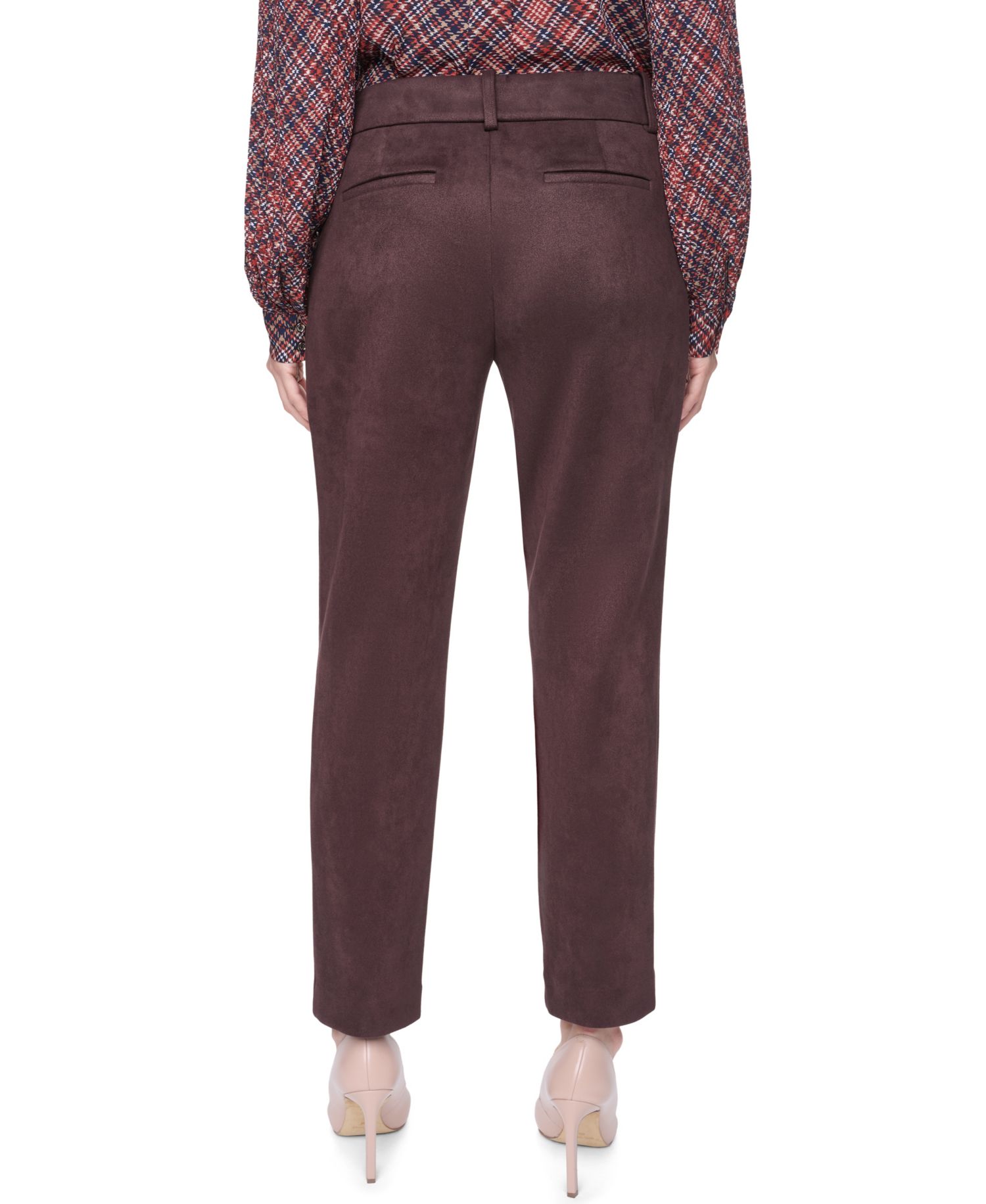 Women's Mid-Rise Straight Faux Suede Pants