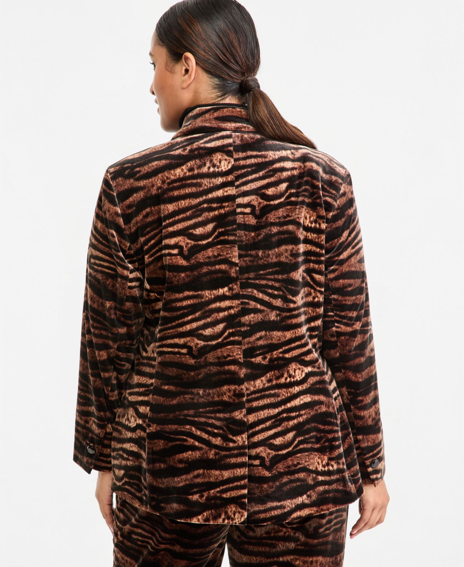 Plus Size Velvet Animal-Print Notch-Collar Blazer