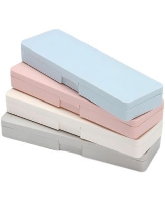 Pencil Box Hard Case Snap Tight Lid Stackable Plastic Large Capacity School Office Storage Organizer
