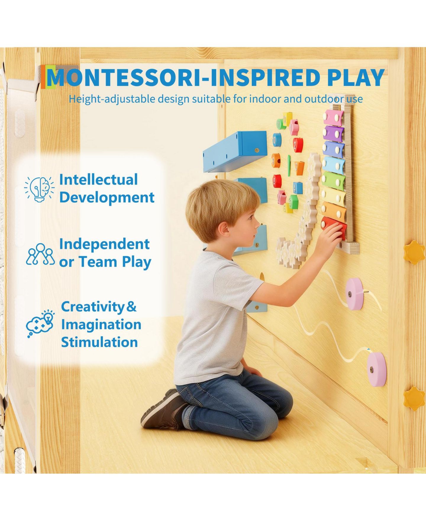 Детская игрушка homfan 9-in-1 Wooden Indoor Jungle Gym, Supports 4 Kids, Ages 2-8 — фото 5