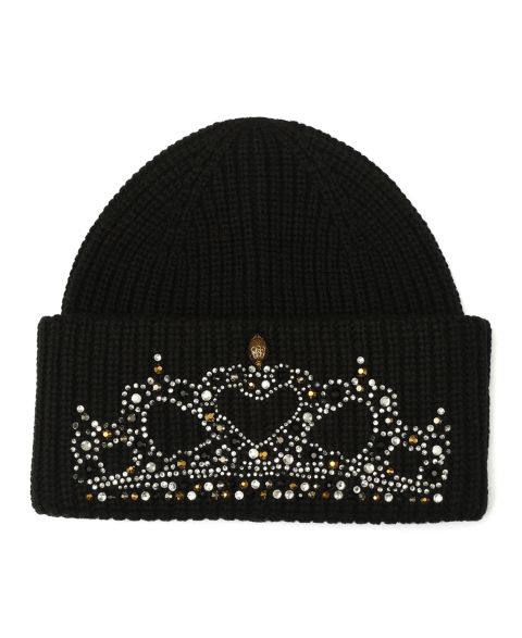 Женская шапка Kurt Geiger London Tiara Pull-On Beanie Hat, цвет: Чёрный