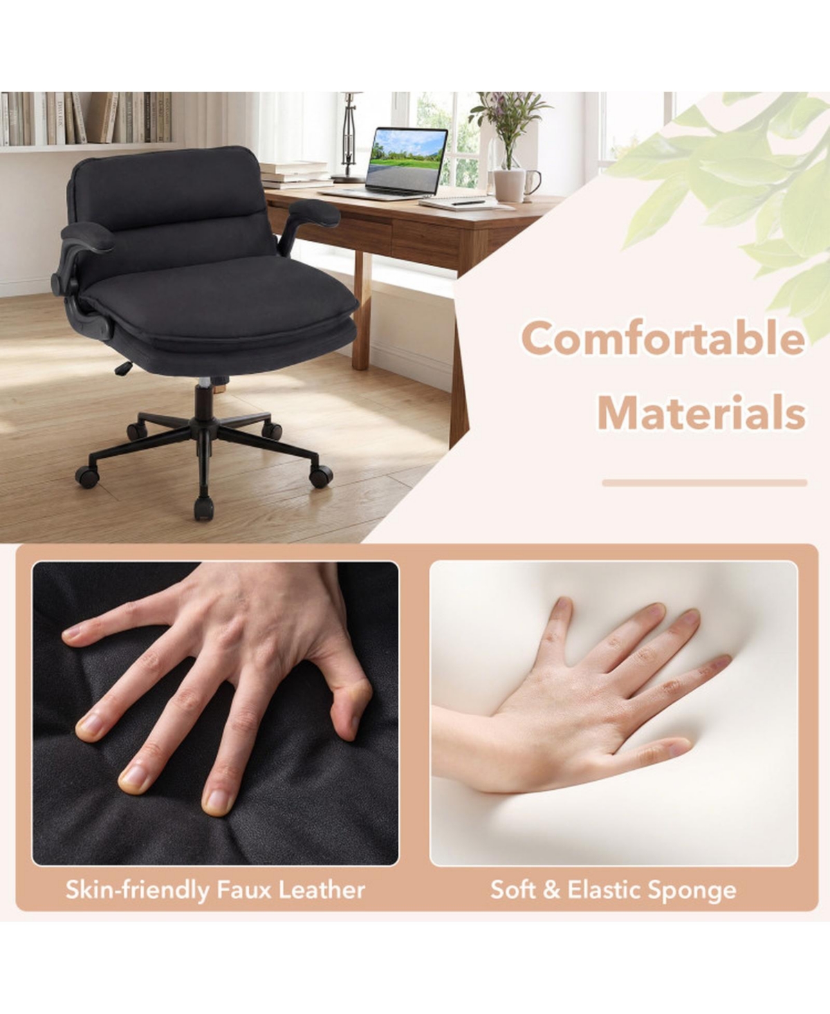 Sugift Criss Cross Office Chair on Wheels with Flip-Up Arms