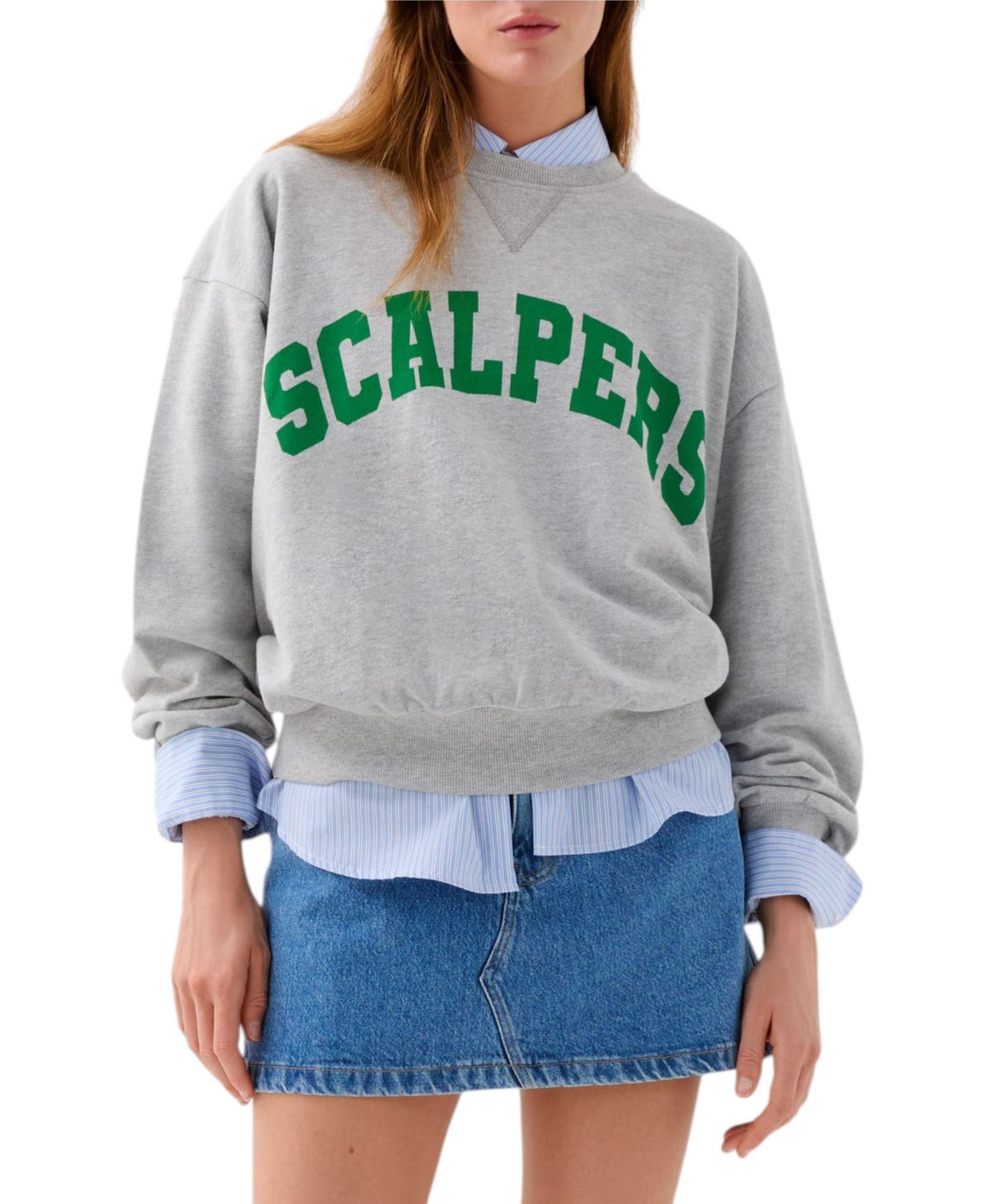 Женская толстовка Scalpers Long-Sleeve Crewneck Graphic, цвет: Средний серый — фото 1