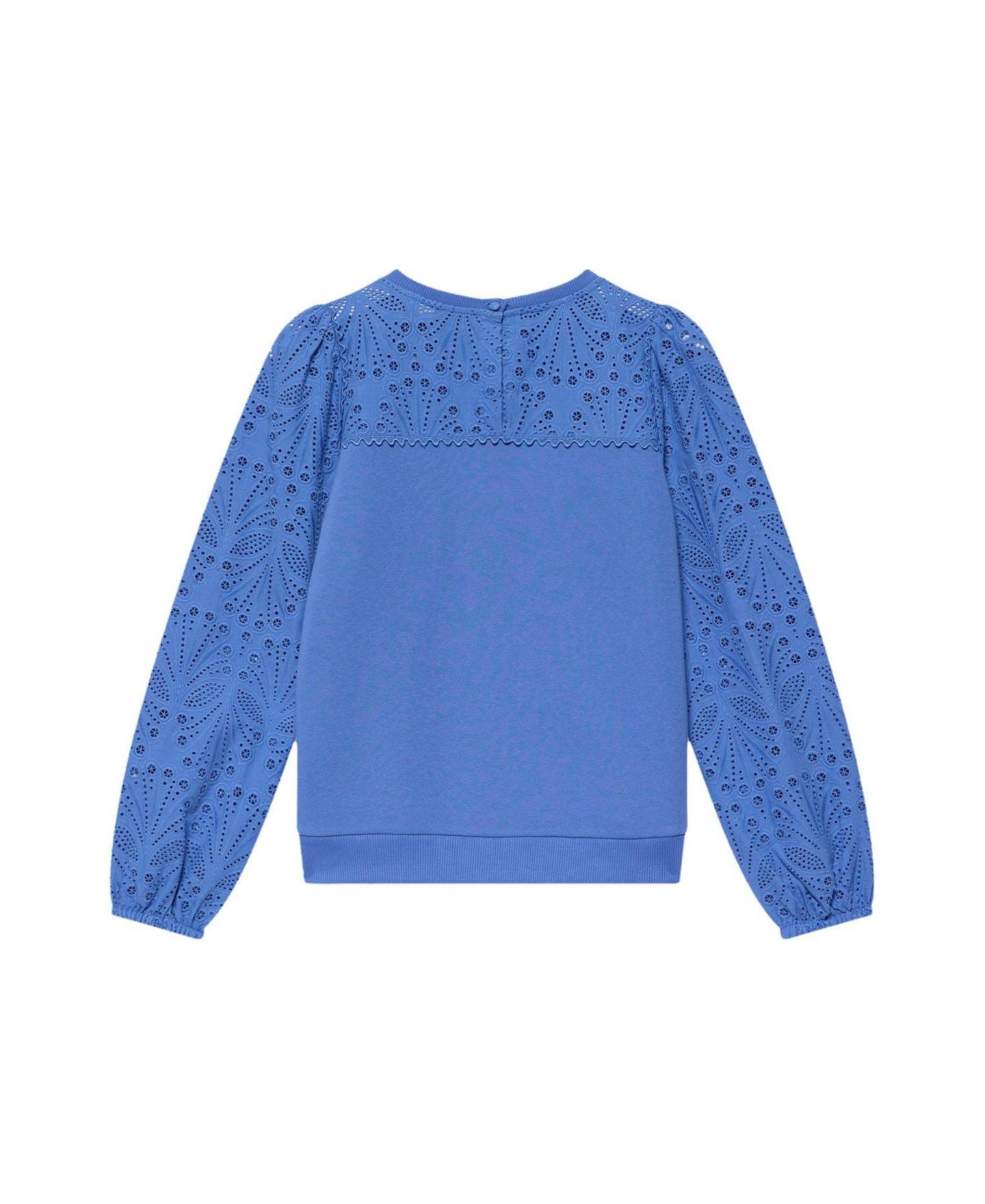 Женские толстовки Mint Velvet Cotton-Blend Broderie Blouson-Sleeve, цвет: Синий — фото 6