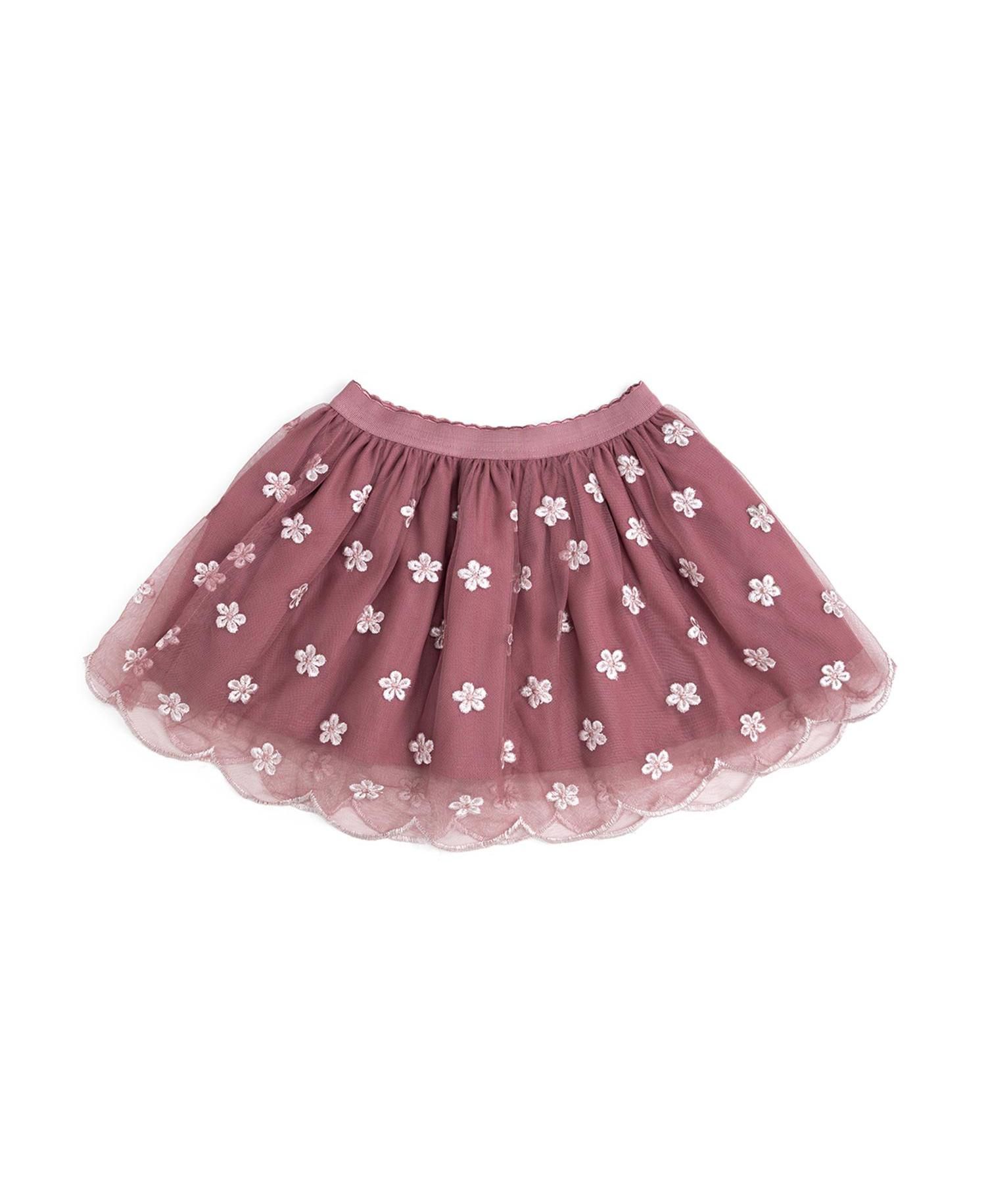 Big Girls Berry Floral Embroidered Tutu Skirt