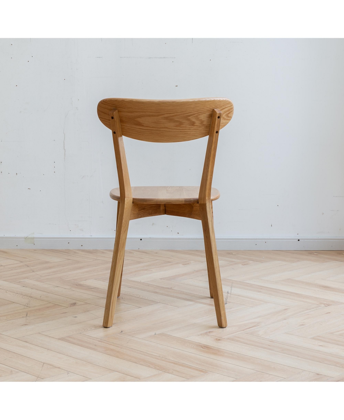 Flynama Set of 2 Solid Fas Grade North American Oak Dining Chairs, Unupholstered All-Solid Wood Side Chairs 46.5×54×80cm