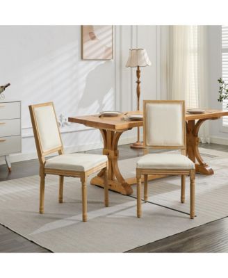 Set of 2  French Louis Solid Wood Dining Chairs, Carved Frame Rattan Back 300 LBS Capacity