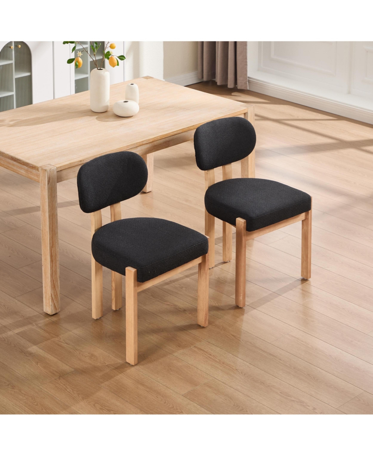 Flynama Wooden Dining Chairs Set of 2, Modern Fabric Upholstered Kitchen Chairs