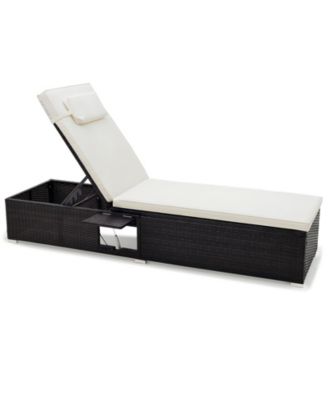 Patio Chaise Lounge With 6-level Backrest Comfy Seat Cushion and Headrest Backyard Mix