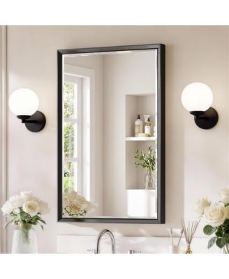 Bathroom Mirror for Over Sink with Anti-Rust Frame, Aluminum Double Beveled Frame and Tempered Glass Wall Mirror for Restroom, Farmhouse