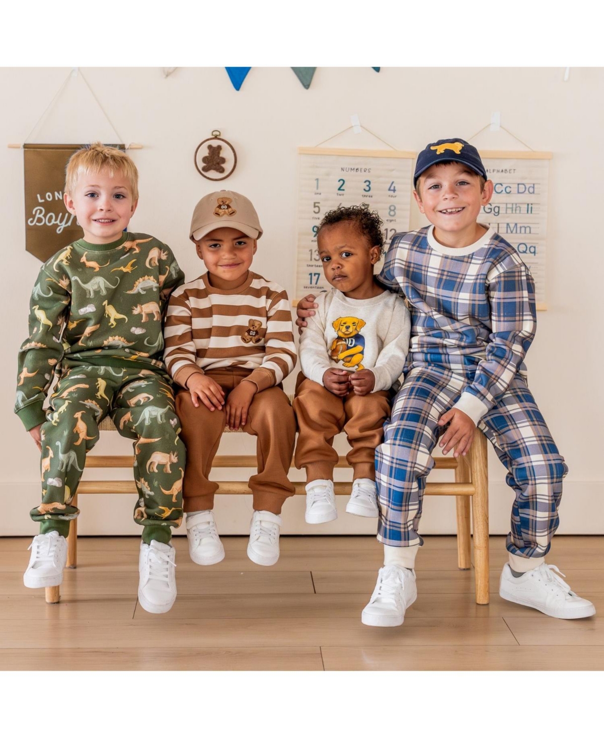 Sweet Wink Little Boys Teddy Bear Patch Striped Sweatshirt