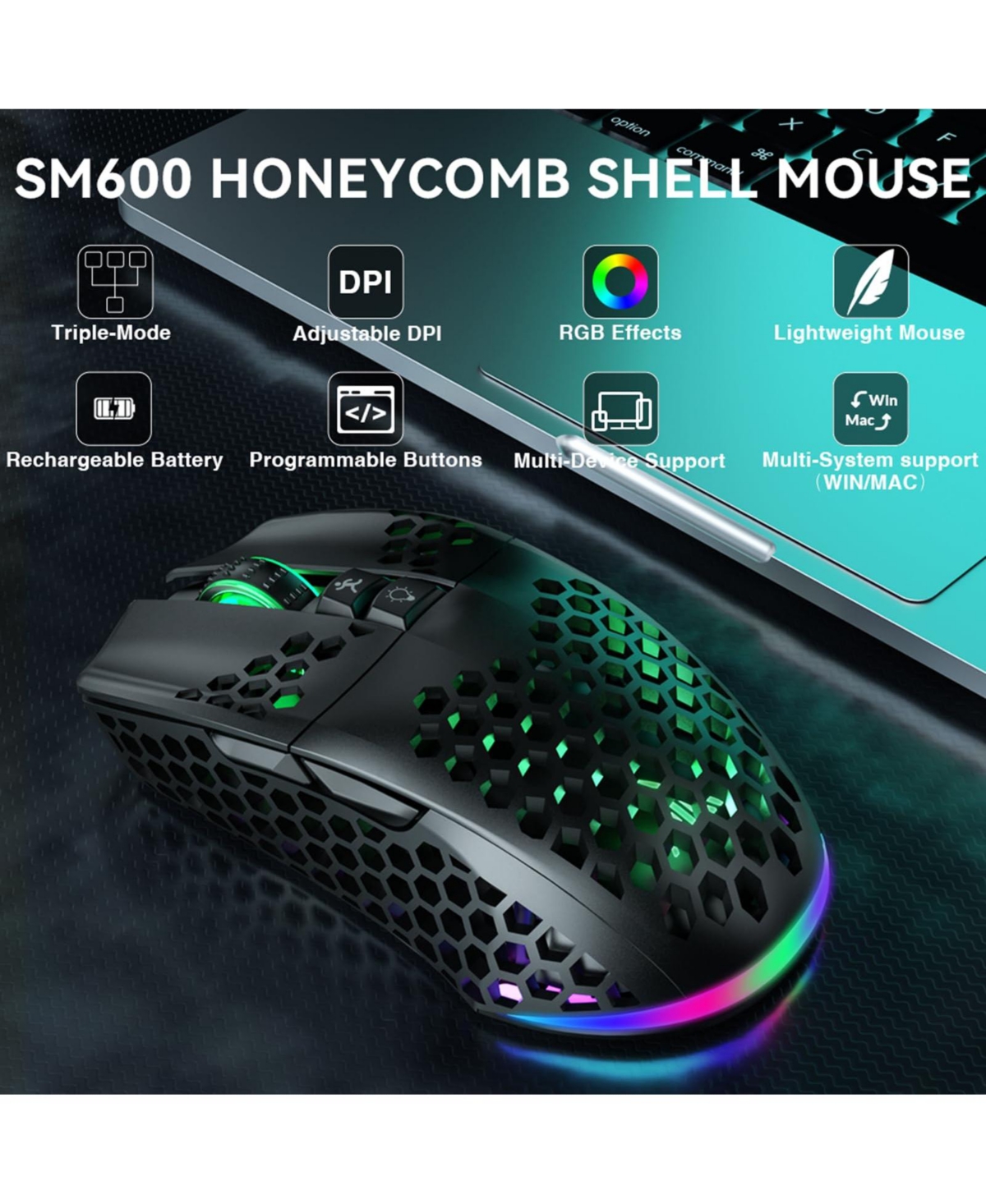 Lofree Tri-Mode Wireless Rgb Customizable Gaming Mouse