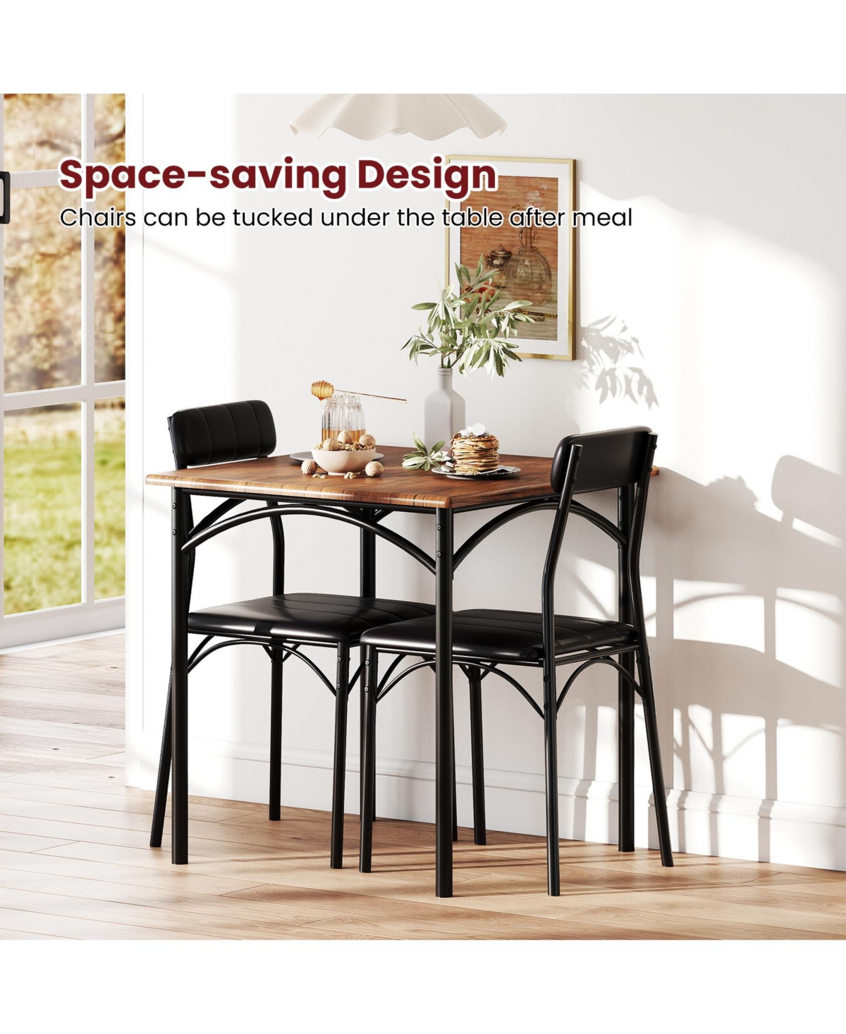Mecale 3-Piece Square Dining Set with 2 Upholstered Chairs