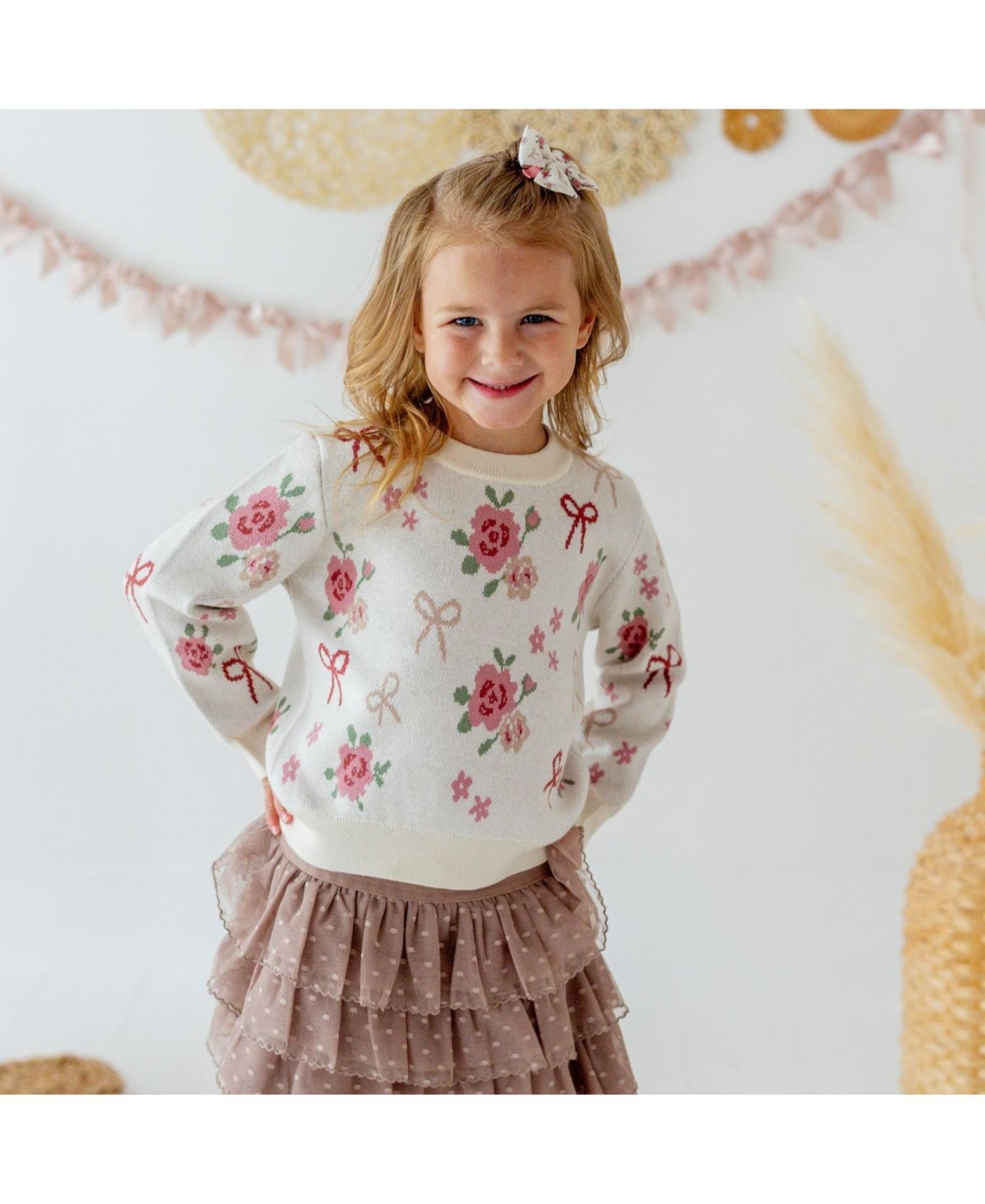 Sweet Wink Little Girls Coquette Rose Sweater