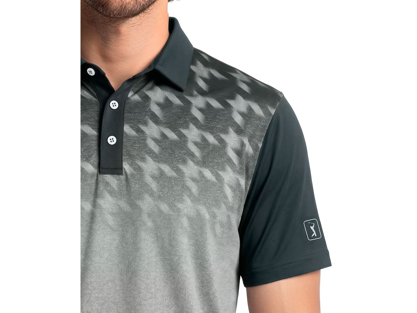 Мужское поло PGA TOUR Abstract Ombre Blocked Golf Polo Shirt, цвет: Caviar — фото 2