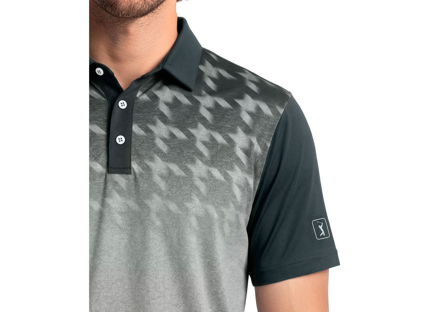 Men's Abstract Ombre Blocked Golf Polo Shirt
