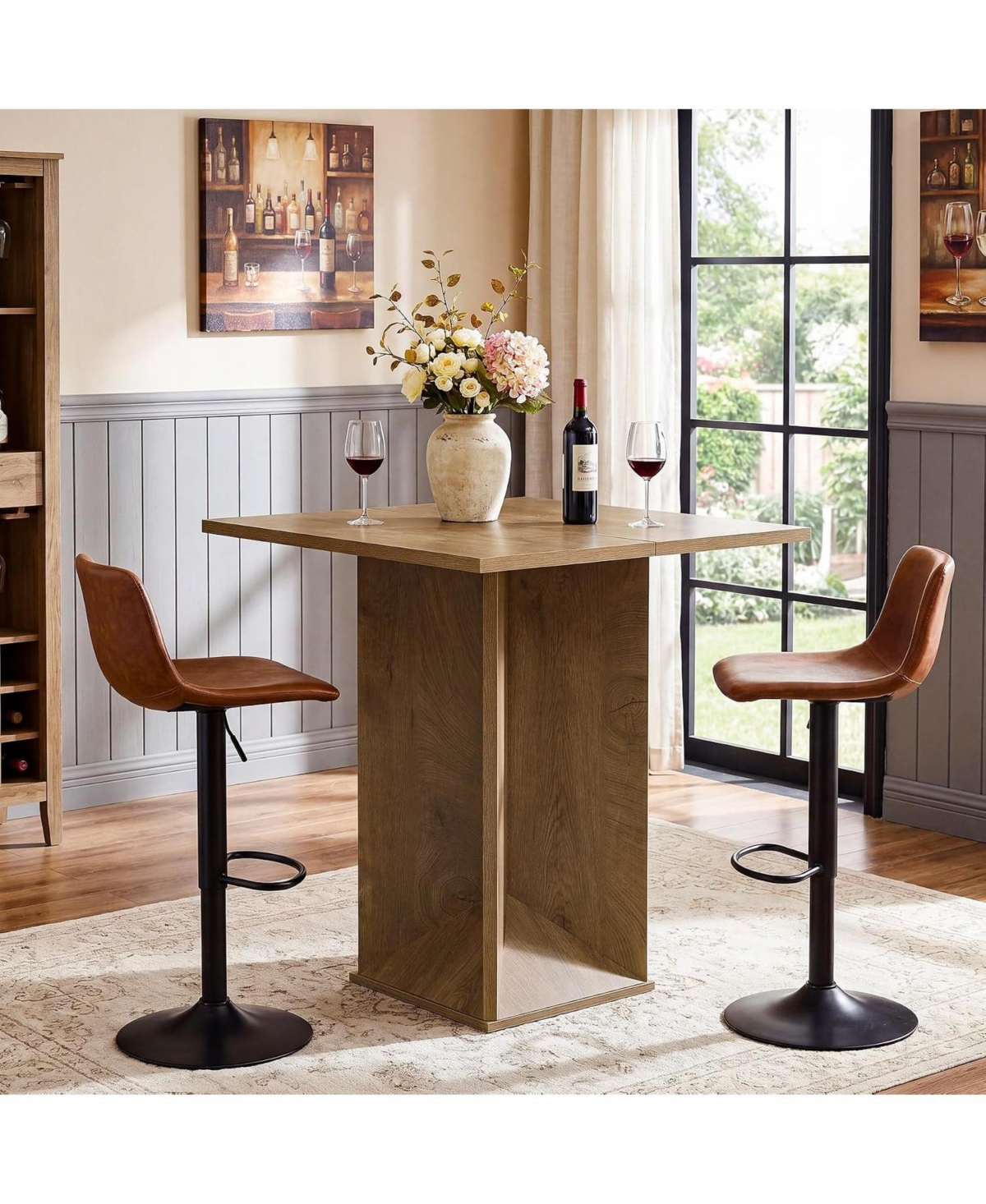 Tribesigns Square Bar Table, 31.5" Counter Height Pub Bistro Table, Home Bar Unit for Small Spaces, Kitchen, Home Bar