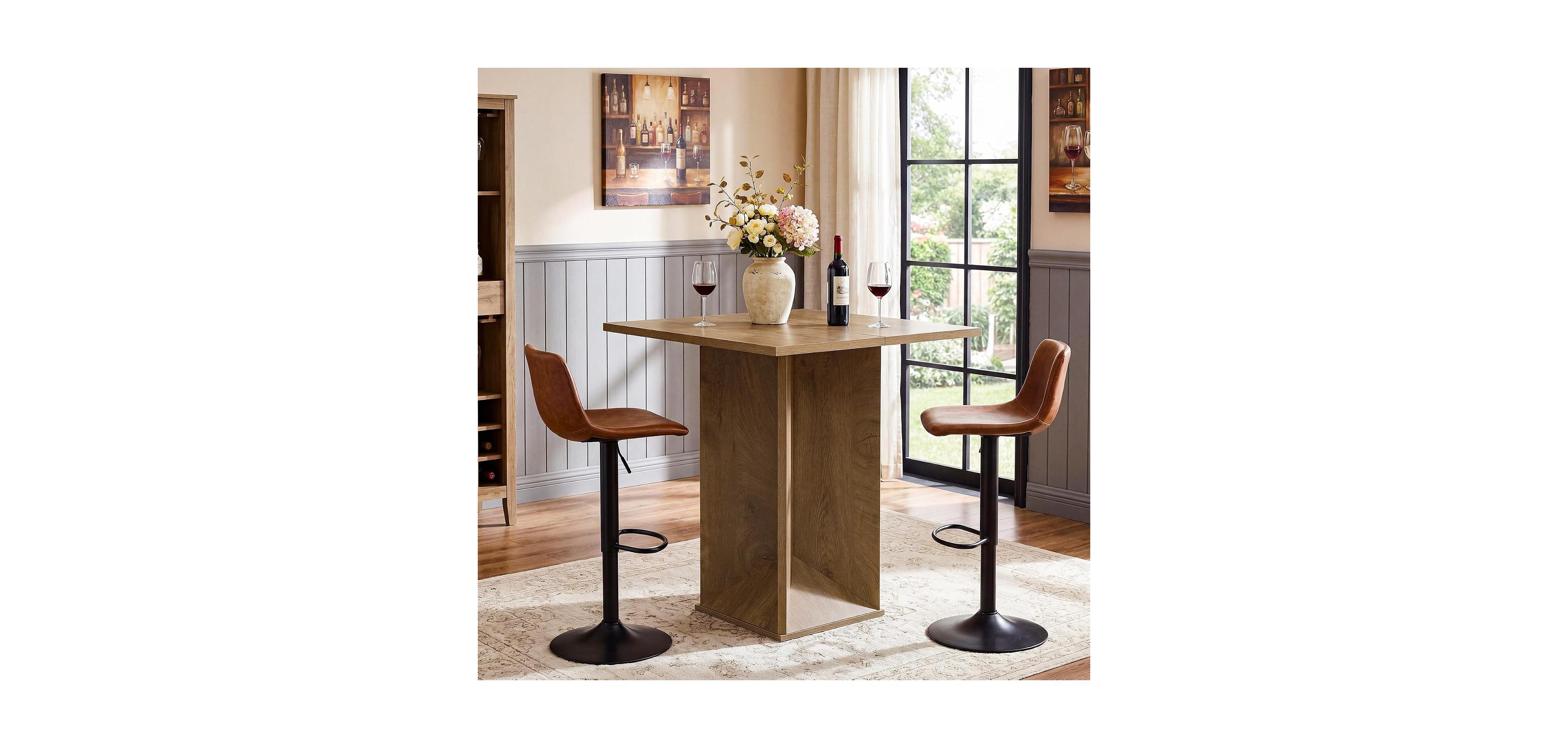 Tribesigns Square Bar Table, 31.5" Counter Height Pub Bistro Table, Home Bar Unit for Small Spaces, Kitchen, Home Bar