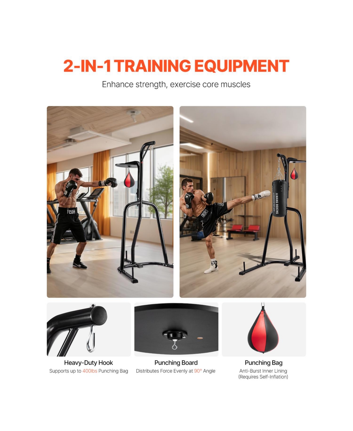 Vevor 2 in 1 Heavy Duty Punching Bag Frame Boxing Punching Fitness Stand Steel
