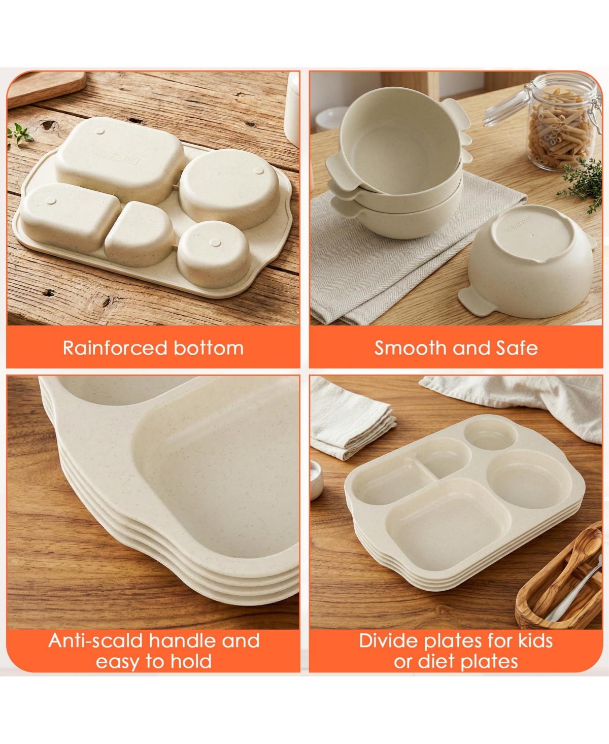 Piscifun 24 Piece Wheat Straw Dinnerware Set Microwave Dishwasher Safe For Home School Party