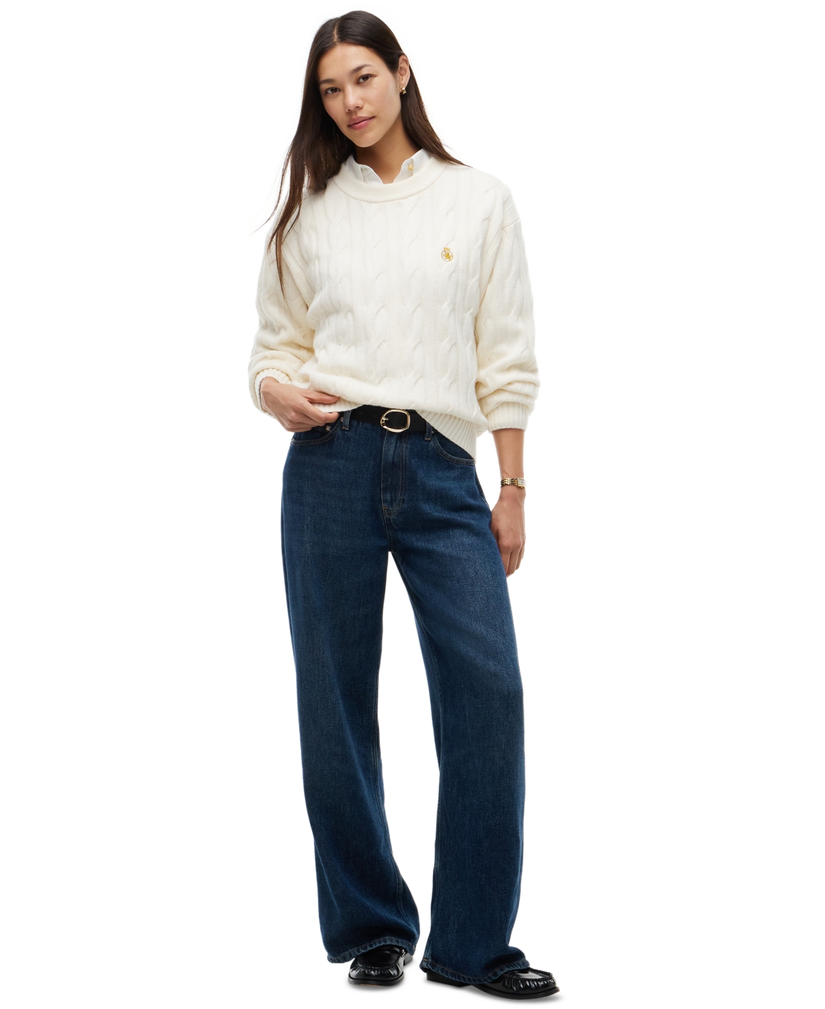 Tommy Hilfiger Women's American Icons Cable-Knit Crewneck Sweater