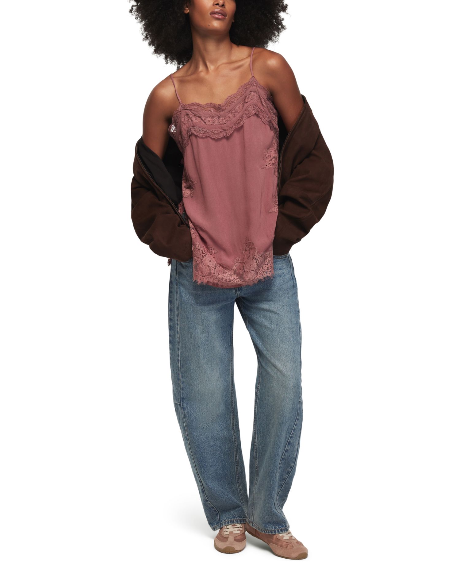 Women's Lace Trim V-Neck Tunic Tank