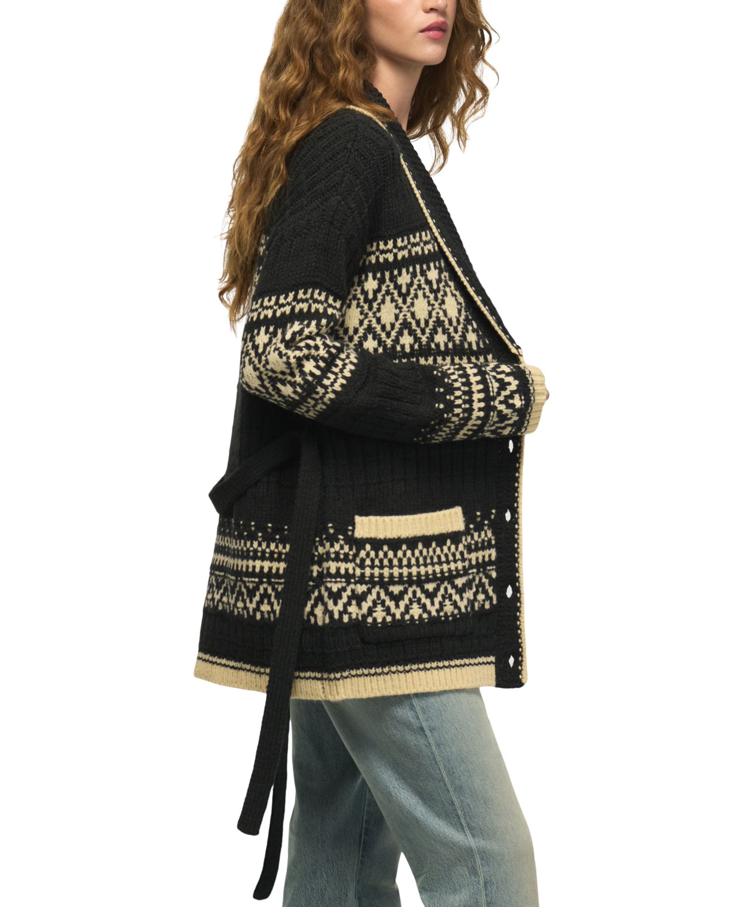 Women's Shawl-Collar Fair Isle Cardigan