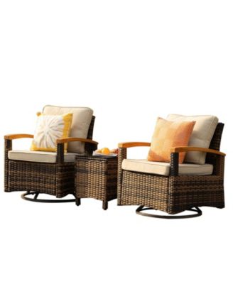 3 Piece Outdoor Swivel Rocker Bistro Set Patio Furniture with 360degrees Swivel Glide Chairs