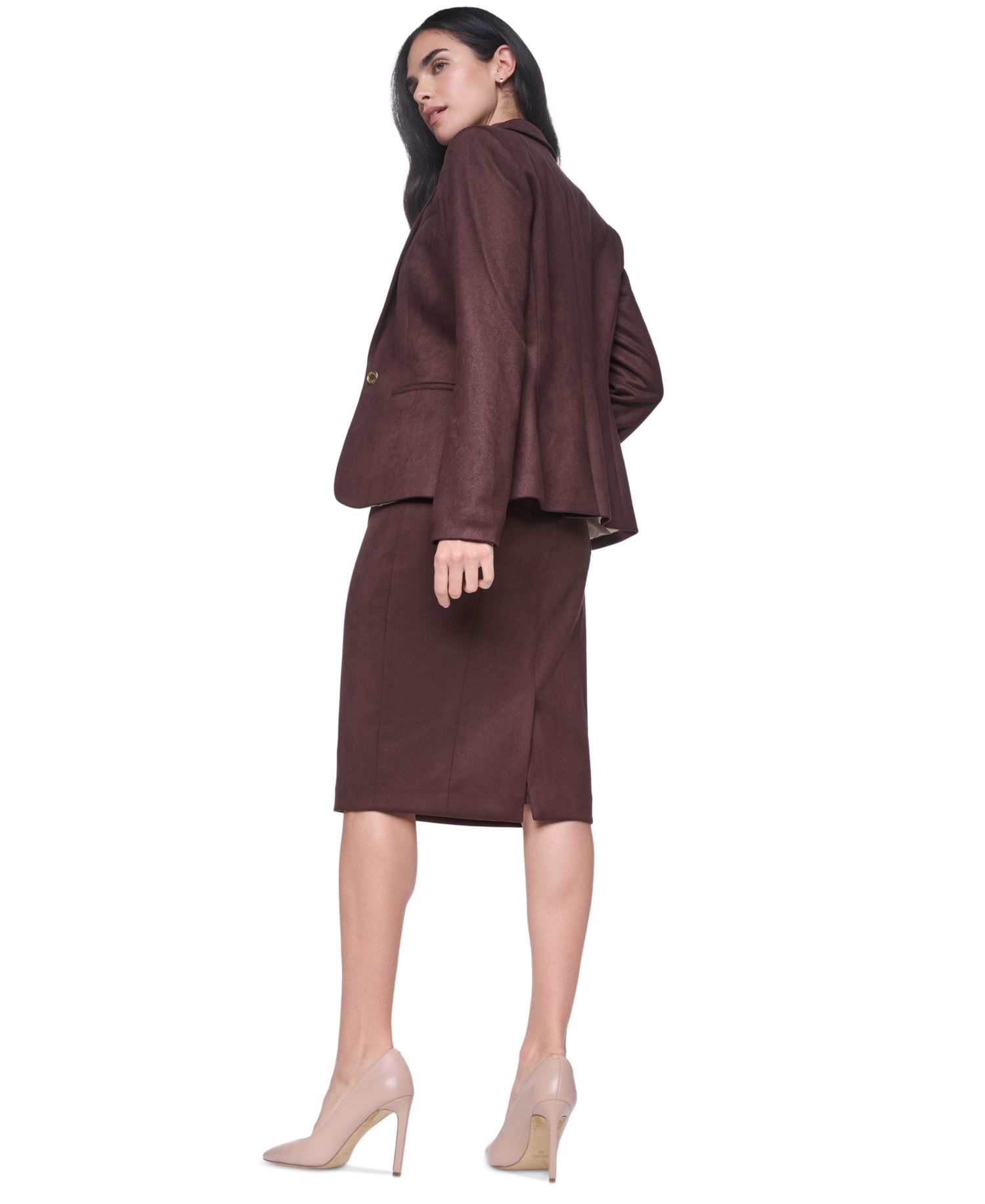 Women's Short One-Button Faux Suede Blazer