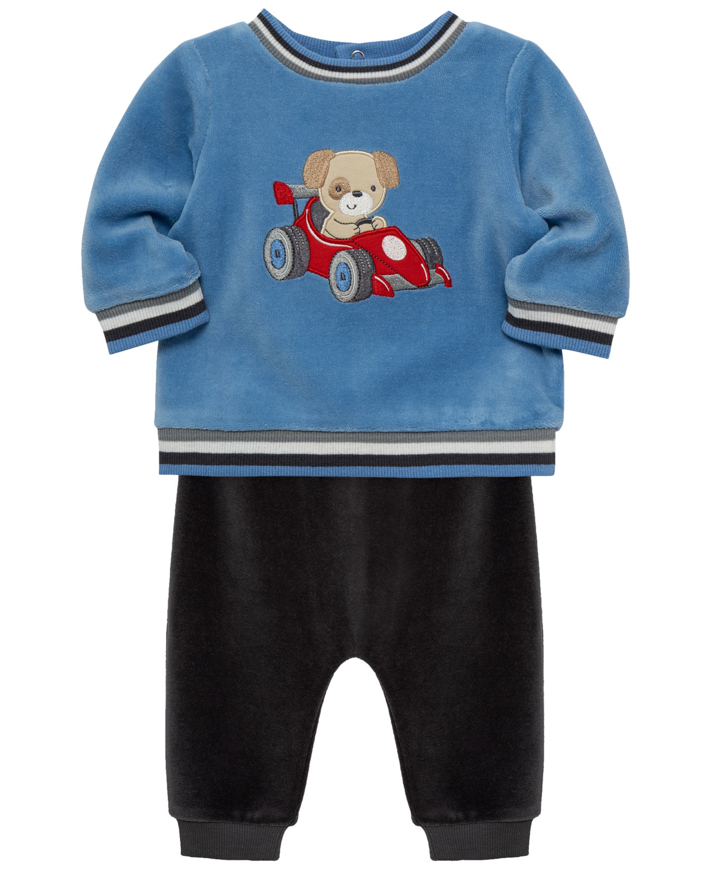 Комплект Little Me Racing Puppy Graphic Sweatshirt and Pants, 2-Piece Set для мальчиков-малышей, цвет: Синий / Чёрный — фото 2