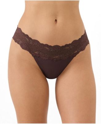 Women's Lace Waist Thong 3-Pack Made with Organic Cotton