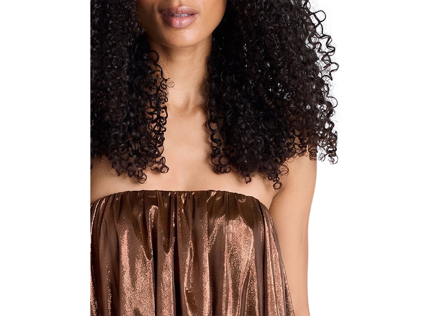 Women's Strapless A-Line Foil Midi Dress