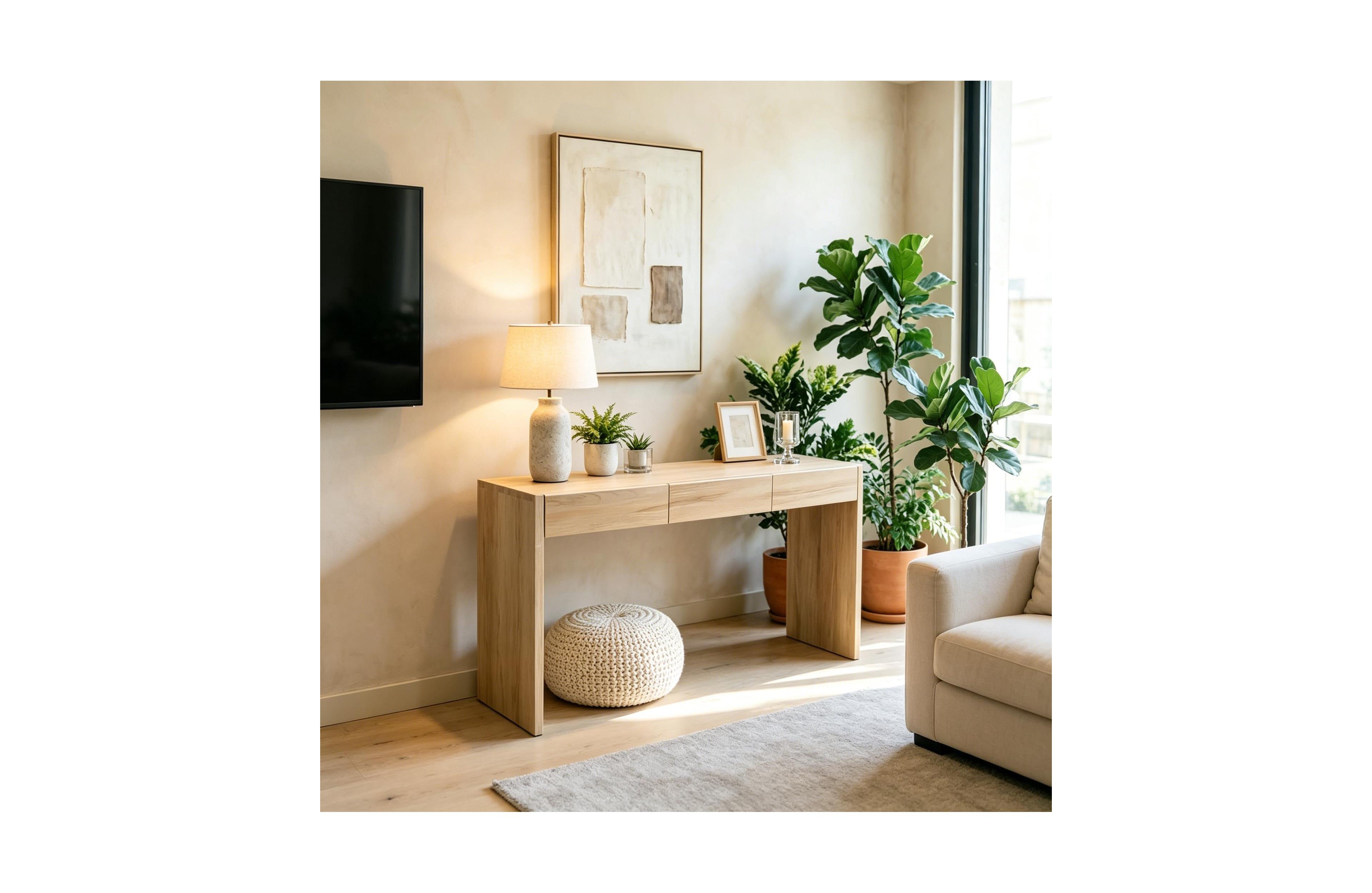 gaomon 47.2" Console Table with 3Drawers, Thickened Hallway Table with Large Storage, Entryway Sofa Table for Living Room, Tv Stand