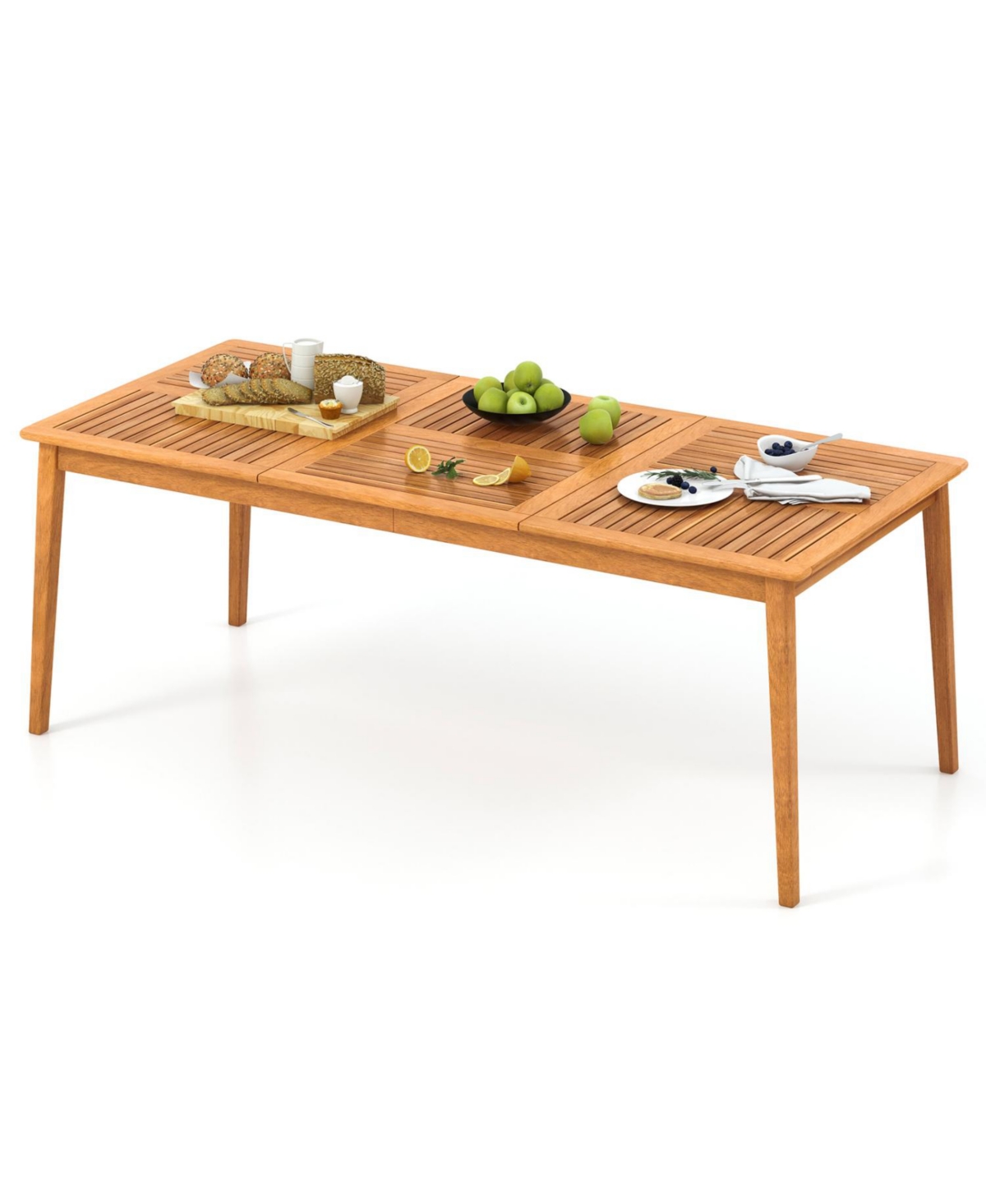 Mecale 79-Inch Acacia Wood Outdoor Dining Table for 8 with Umbrella Hole