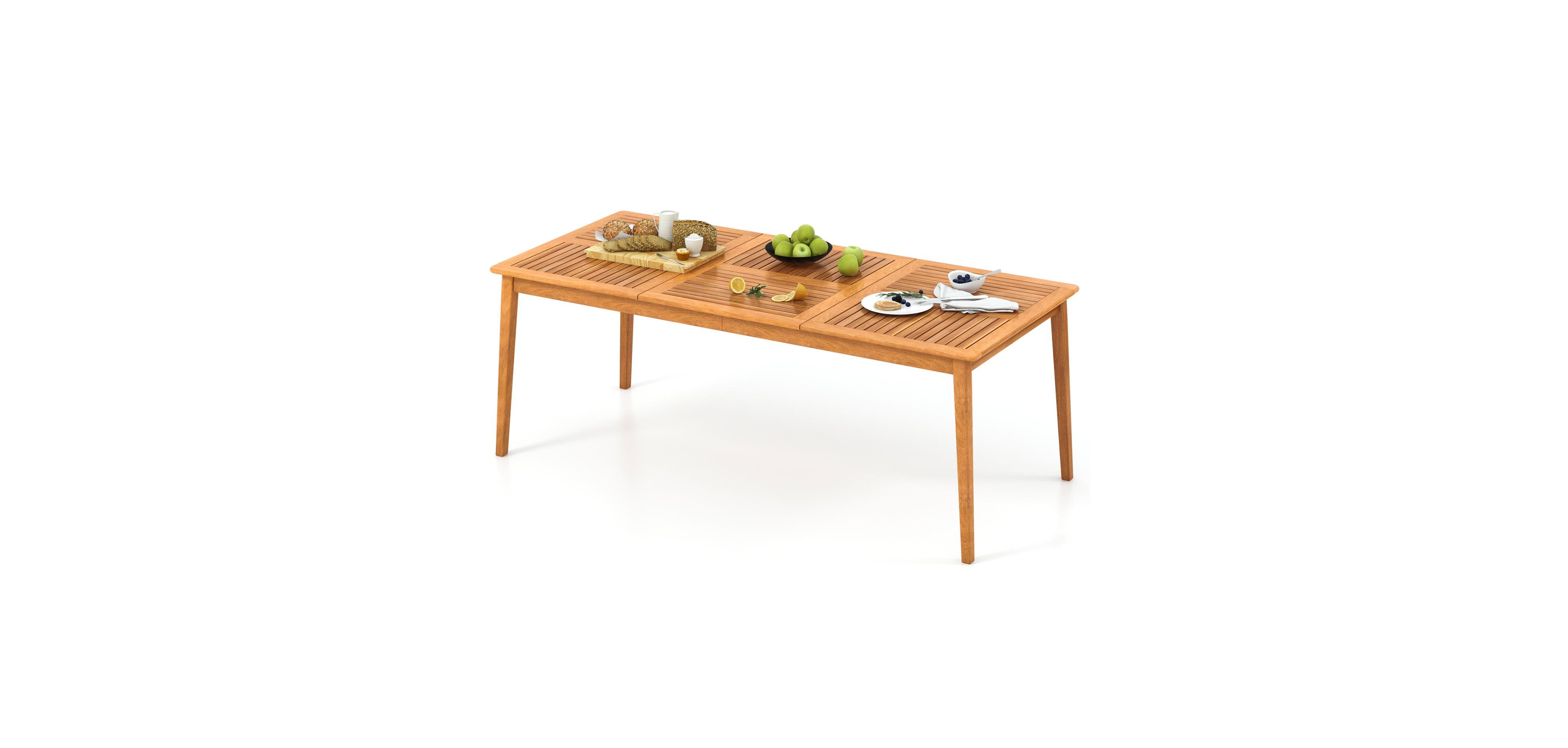 Mecale 79-Inch Acacia Wood Outdoor Dining Table for 8 with Umbrella Hole