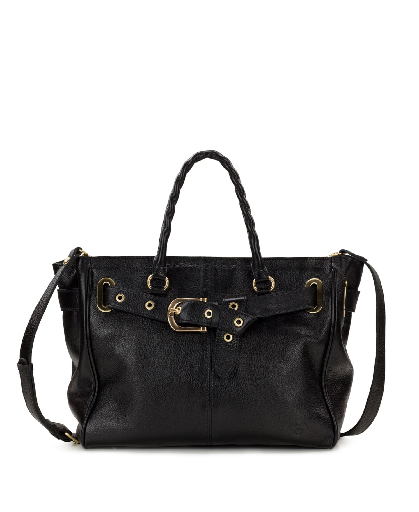 Женская сумка Patricia Nash Kari Belted Extra-Large Satchel, цвет: Чёрный / Золотой — фото 1
