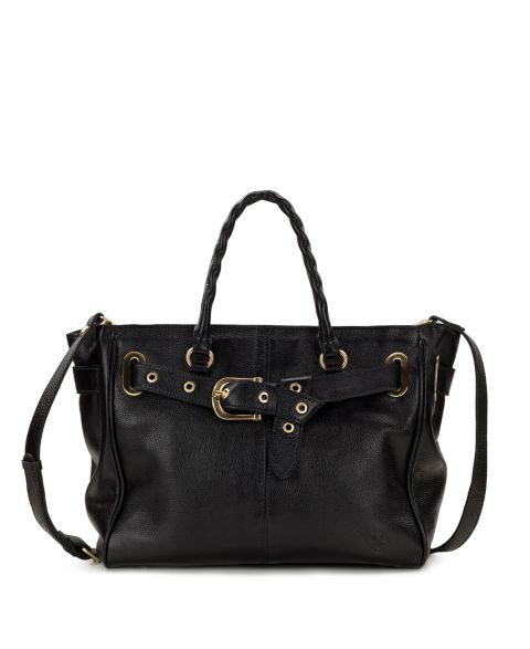 Женская сумка Patricia Nash Kari Belted Extra-Large Satchel, цвет: Чёрный / Золотой