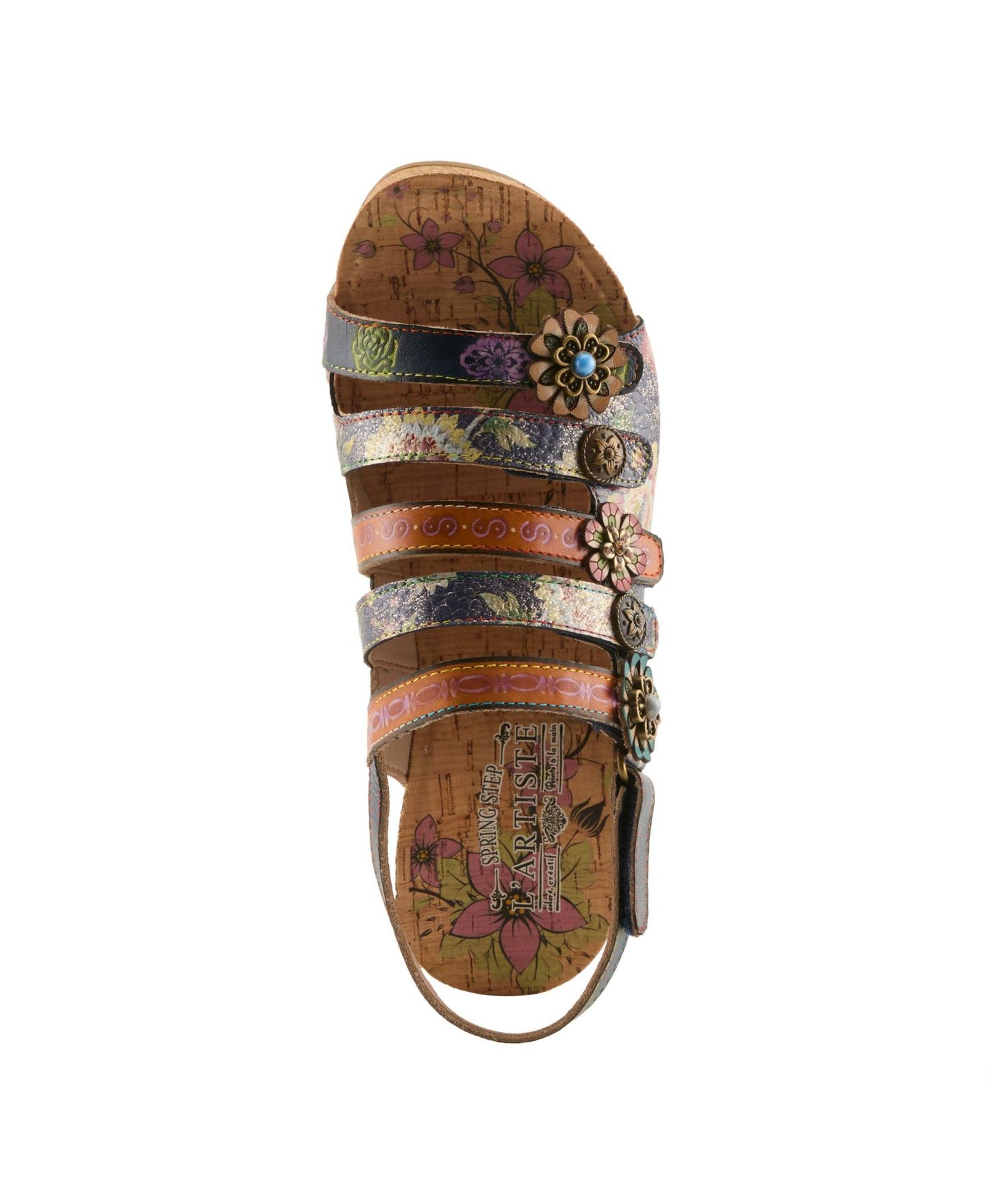 Женские сандалии L'Artiste Buckleitup Floral Wedge with Supportive Cushioned Comfort, цвет: Тёмно-синий разноцветный — фото 5