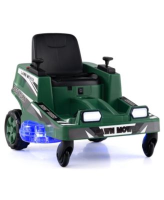 12V Ride-On Mower with Spinning Blades and LED Lights, 77 lbs., Ages 3–8