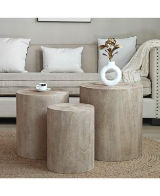 3-Piece Rustic Stump-Style Nesting Tables