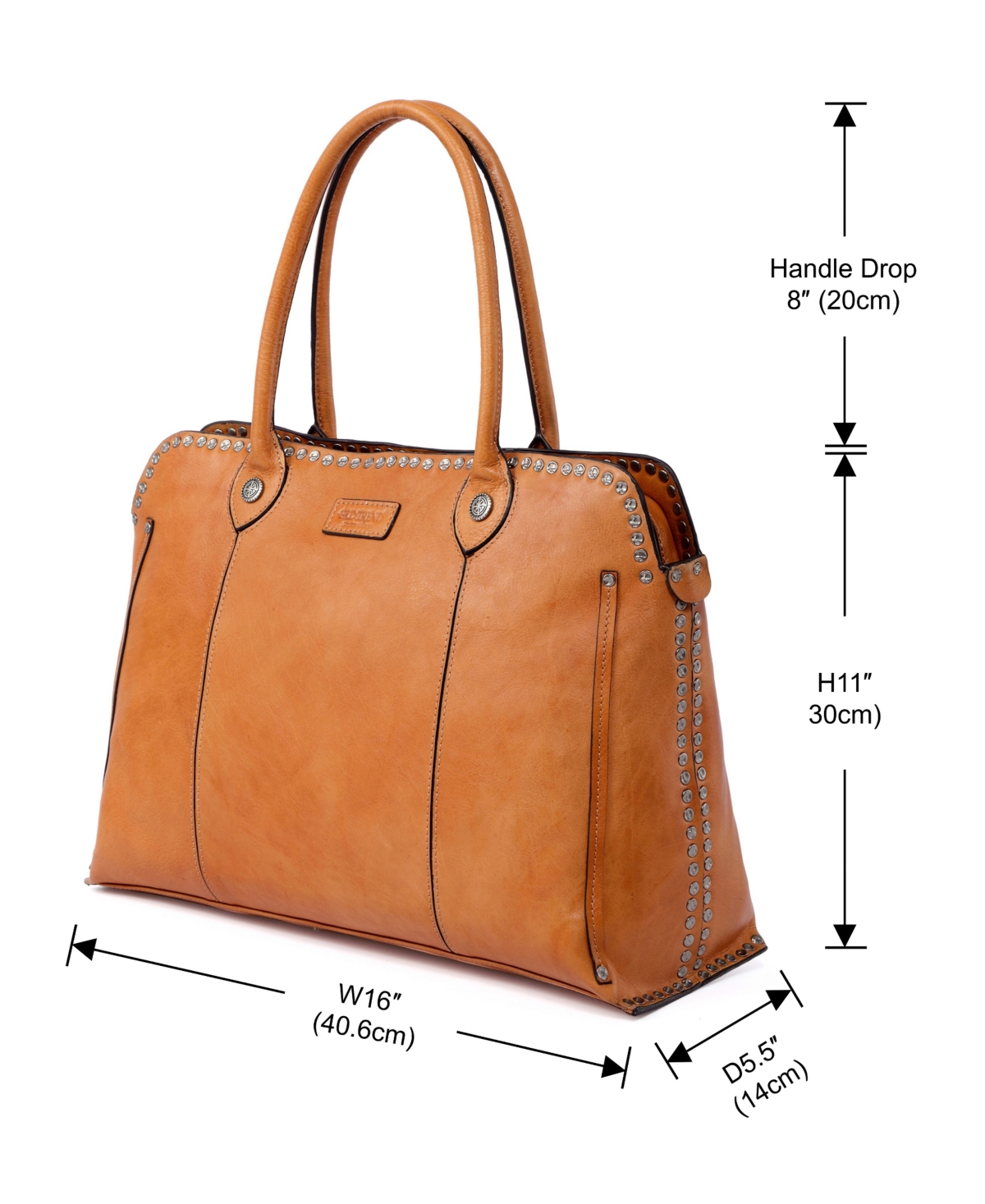 Old Trend Women's Genuine Leather Soul Stud Satchel Bag