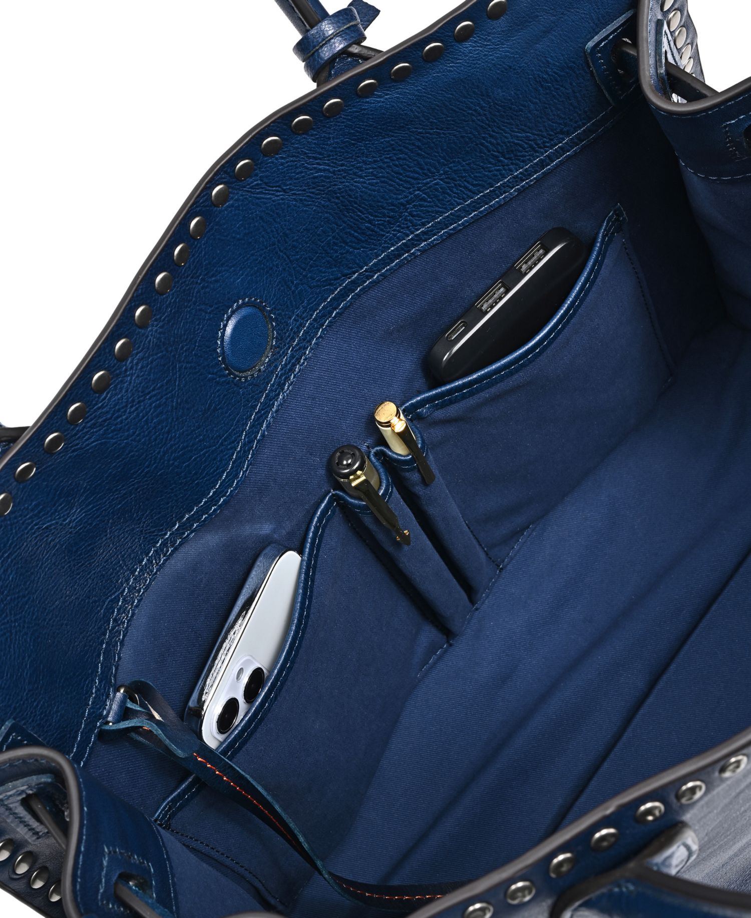 Westland Large Studded Leather Satchel Bag