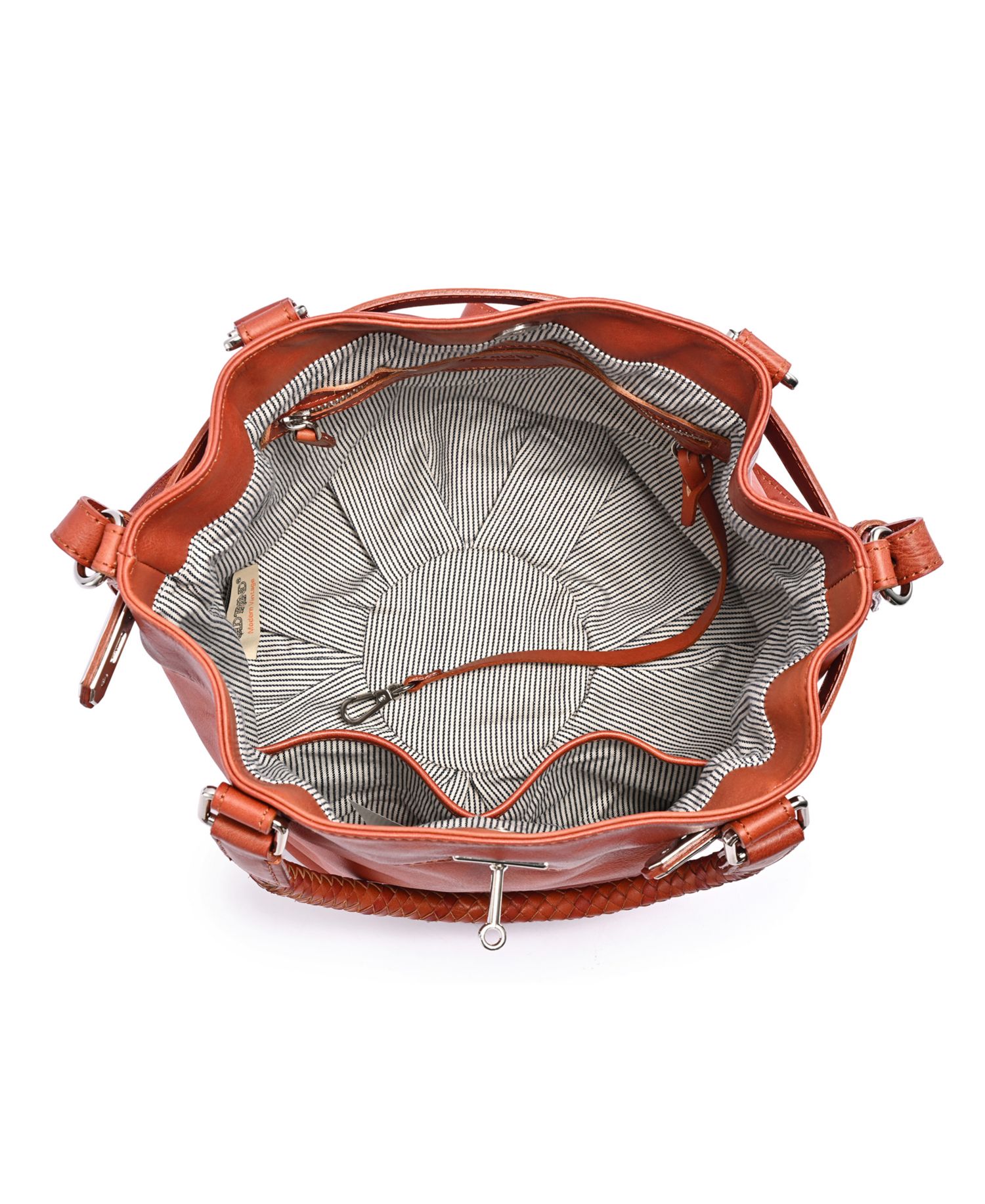 Pumpkin Small Leather Crossbody Bucket Bag