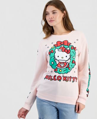 Juniors' Hello Kitty Wreath Fleece Graphic Sweatshirt