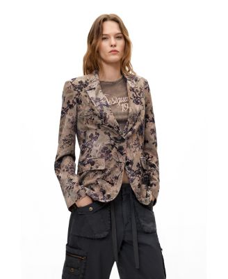 Women's Flocked Long-Sleeve Single-Button Blazer