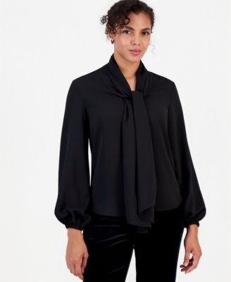 Women's Tie-Front Long Sleeve Blouse