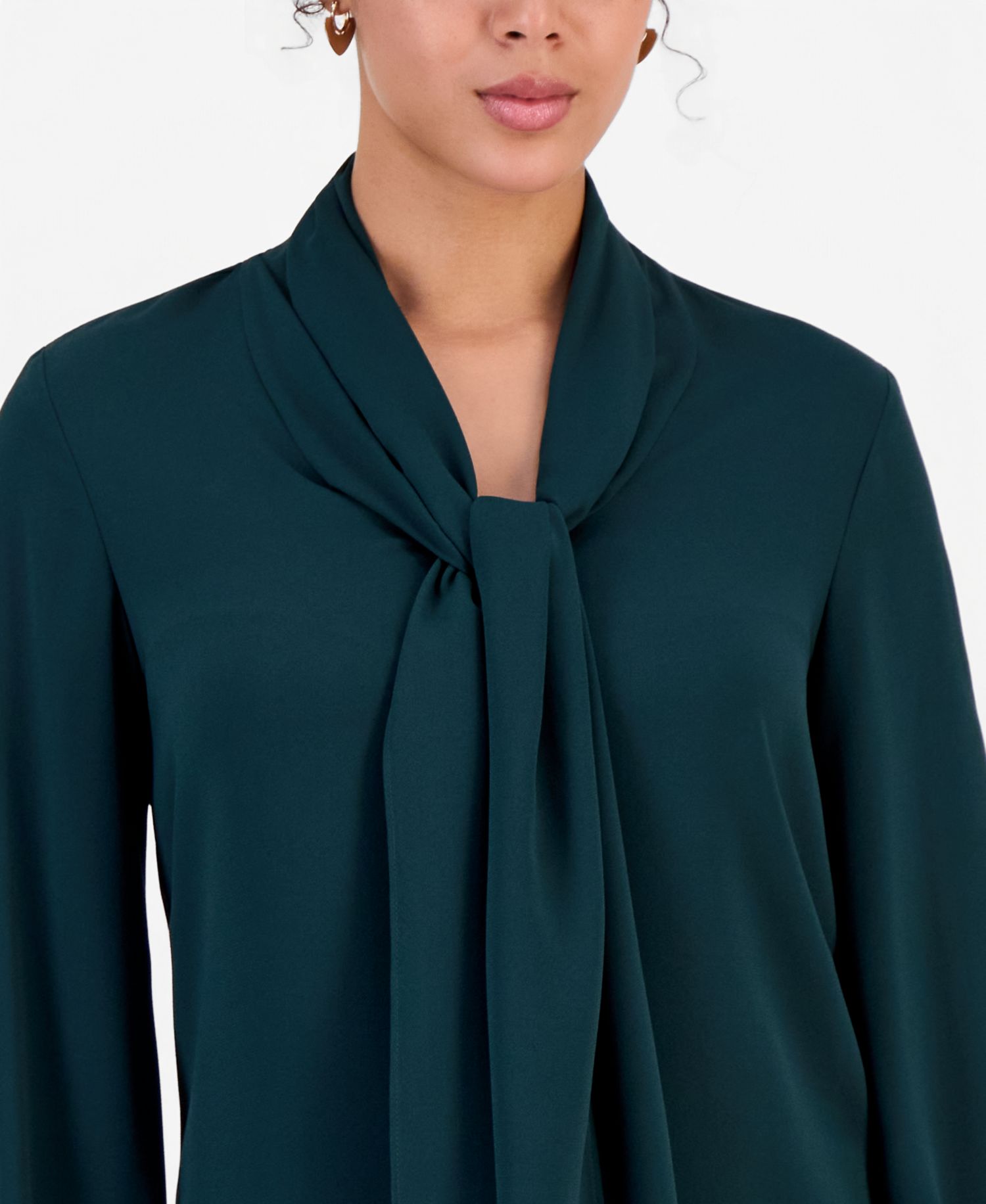 Women's Tie-Front Long Sleeve Blouse