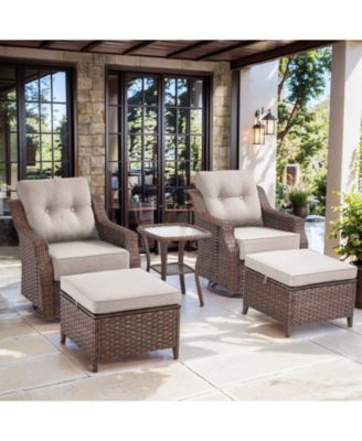 Patio Furniture Set, 5Piece Outdoor Wicker Conversation Set with 6" Thick Cushions, Weather Resistant Olefin Fabric